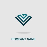 logo icon for insurance companies and retail stores simple blue stripes elegant trendy lines vector