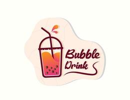 Bubble drink tea logo design vector