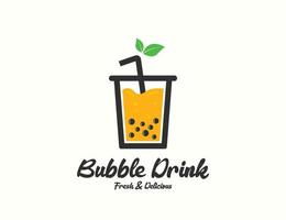 Bubble drink tea logo design vector