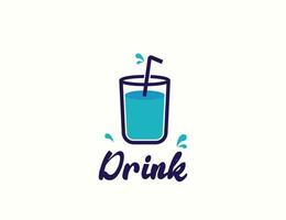 Drink cup soft drink logo design vector