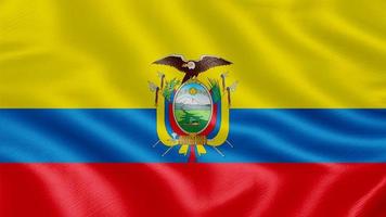 Flag of Ecuador. Realistic Waving Flag 3d Render Illustration with Highly Detailed Fabric Texture. photo