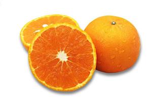 Fresh orange fruit with drops isolated on  white background, clipping path. photo