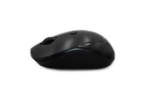 Black wireless computer mouse on white background with clipping path. photo
