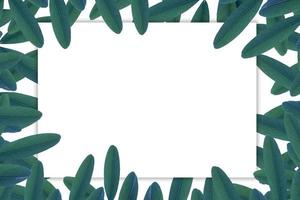 fondo de textura de hoja verde tropical con nota de tarjeta de papel blanco. foto