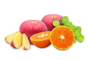 Collection Pile of various fruits isolated on  white background, with clipping path. photo