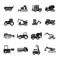 Building vehicles icons set, simple style vector