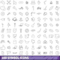 100 iconos de símbolos establecidos, estilo de contorno vector