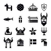 Sweden travel icons set, simple style vector