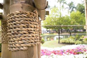 Close up of rope with blurred background. photo