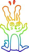 rainbow gradient line drawing cartoon excited rabbit vector