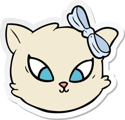 sticker of a cute cartoon cat with bow