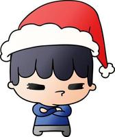 christmas gradient cartoon of kawaii boy vector