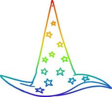 rainbow gradient line drawing cartoon wizard hat vector