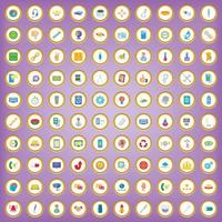 100 iconos de soporte en estilo de dibujos animados vector