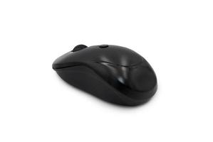 Black wireless computer mouse on white background with clipping path. photo