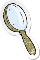 retro distressed sticker of a cartoon magnifying glass vector