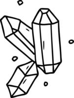 line drawing doodle of crystal gems vector