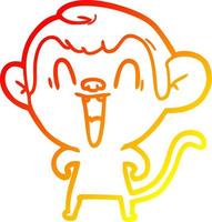 warm gradient line drawing cartoon laughing monkey vector