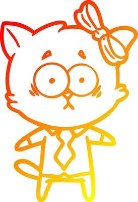 warm gradient line drawing cartoon cat