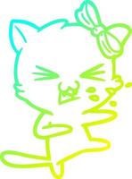 cold gradient line drawing cartoon cat vector