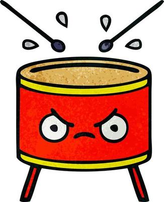 retro grunge texture cartoon drum