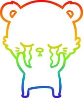 rainbow gradient line drawing crying cartoon polarbear vector