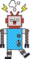 comic book style cartoon broken robot vector