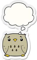 cartoon owl and thought bubble as a printed sticker vector