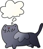 cartoon cat and thought bubble in smooth gradient style vector