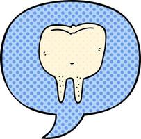 cartoon tooth and speech bubble in comic book style vector