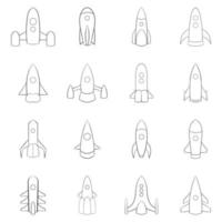 Rockets icon set outline vector