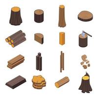 Trunk tree Trunk tree icons set, isometric style vector