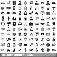 100 community icons set, simple style vector