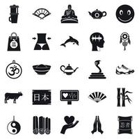 Buddhism icons set, simple style vector