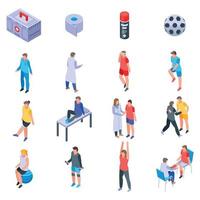 Sports doctor icons set, isometric style vector