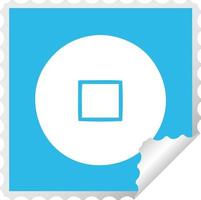 square peeling sticker cartoon stop button vector