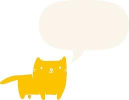 cartoon cat and speech bubble in retro style vector