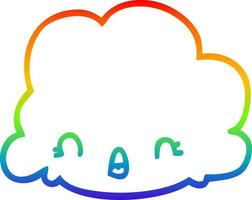 rainbow gradient line drawing cartoon cloud vector