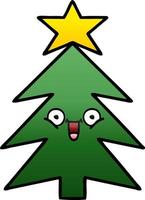 gradient shaded cartoon christmas tree vector