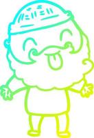 cold gradient line drawing man with beard sticking out tongue vector