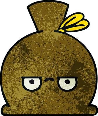 retro grunge texture cartoon sack