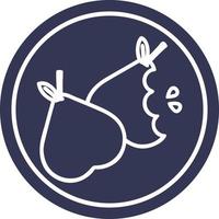 bitten pears circular icon vector