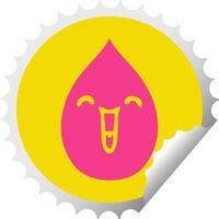 quirky circular peeling sticker cartoon emotional rain drop vector