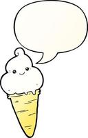 cartoon ice cream and speech bubble in smooth gradient style vector