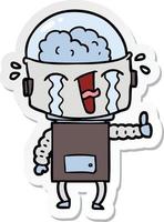 sticker of a cartoon crying robot making gesture vector