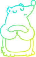 cold gradient line drawing cartoon bear vector