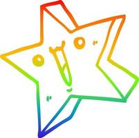 rainbow gradient line drawing cartoon happy star vector
