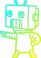 cold gradient line drawing cartoon robot vector