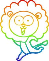 rainbow gradient line drawing happy cartoon lion vector