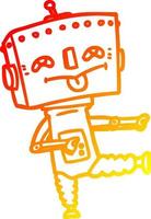 warm gradient line drawing cartoon robot vector